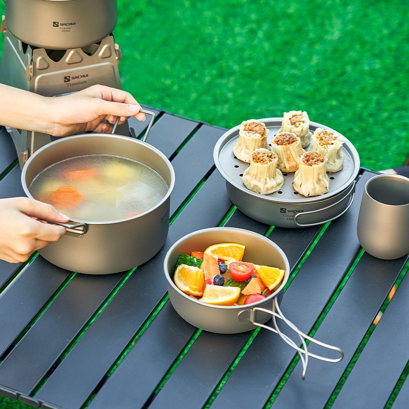 Pot en titane pur, poêle d'ext - Camping Cooking Frying Pan avis et prix