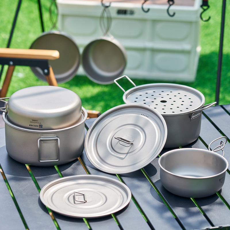 Pot en titane pur, poêle d'ext - Camping Cooking Frying Pan avis et prix